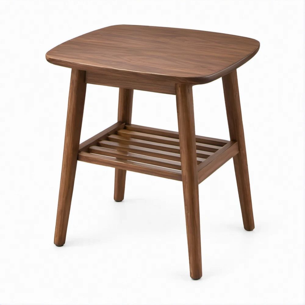 Mesa Lateral em Madeira Maciça de Nogueira Castanha 50 x 40 x 55 cm