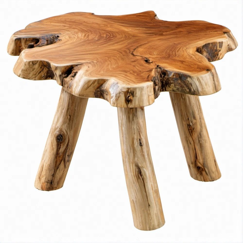 Mesa Auxiliar Irregular em Madeira Maciça de Teca Castanho Natural 60 x 60 x 45 cm