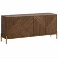 Aparador Retangular em MDF Folheado a Nogueira com 4 Portas, 160 x 40 x 80 cm