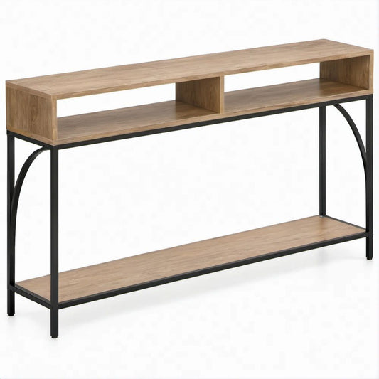Aparador Retangular em Carvalho e Preto 120 x 30 x 85 cm