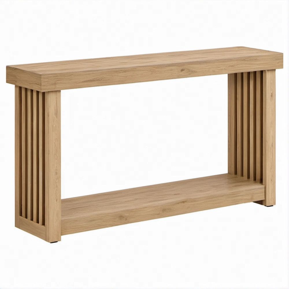 Mesa de Consola Retangular em Aglomerado com Efeito Carvalho Natural 120 x 35 x 80 cm
