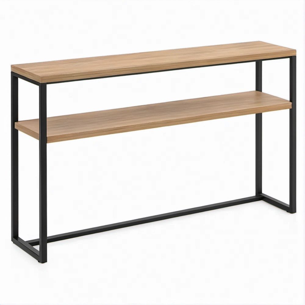 Mesa de Consola Retangular em Carvalho e Preto, 120 x 30 x 80 cm