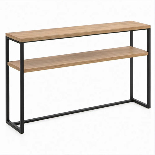 Mesa de Consola Retangular em Carvalho e Preto, 120 x 30 x 80 cm